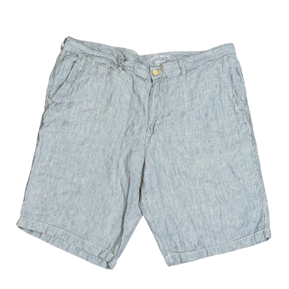 Tommy Bahama Relax Shorts Mens 42 Blue Railroad Striped 100% Linen‎ Casual Beach